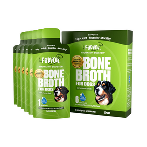 Furvor Mobility Bone Broth Hydration Booster single-serve packs and box — premium mobility formula, mix with water